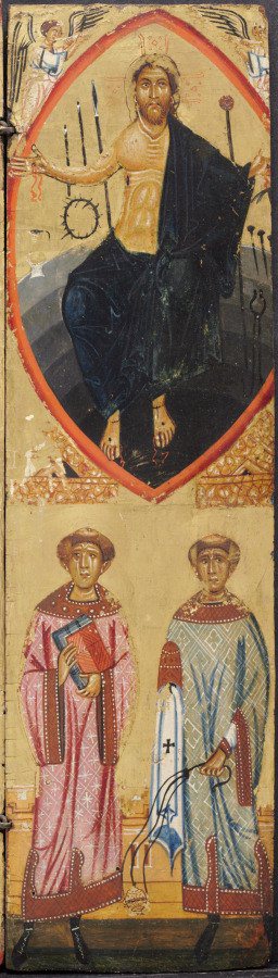 Christ in a Mandorla, with the instruments of the Passion, with St. Stephen and St. Lawrence below