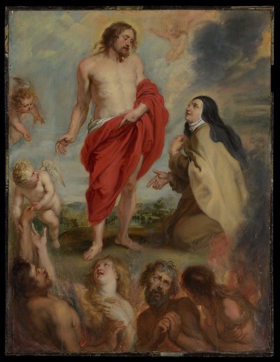 Saint Teresa of Avila Interceding for Souls in Purgatory