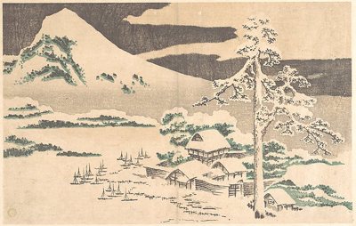 Seaside Village in Winter, from Hokusai’s Album of Realistic Pictures (Hokusai shashin gafu)